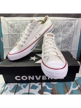 Converse All Star OX M7652 Men's White Lace-Up Sneakers US men13 EUC